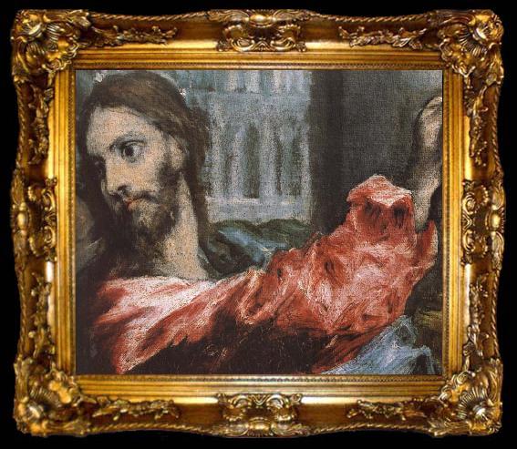 framed  El Greco Detail of  The Christ is driving businessman in the fane, ta009-2